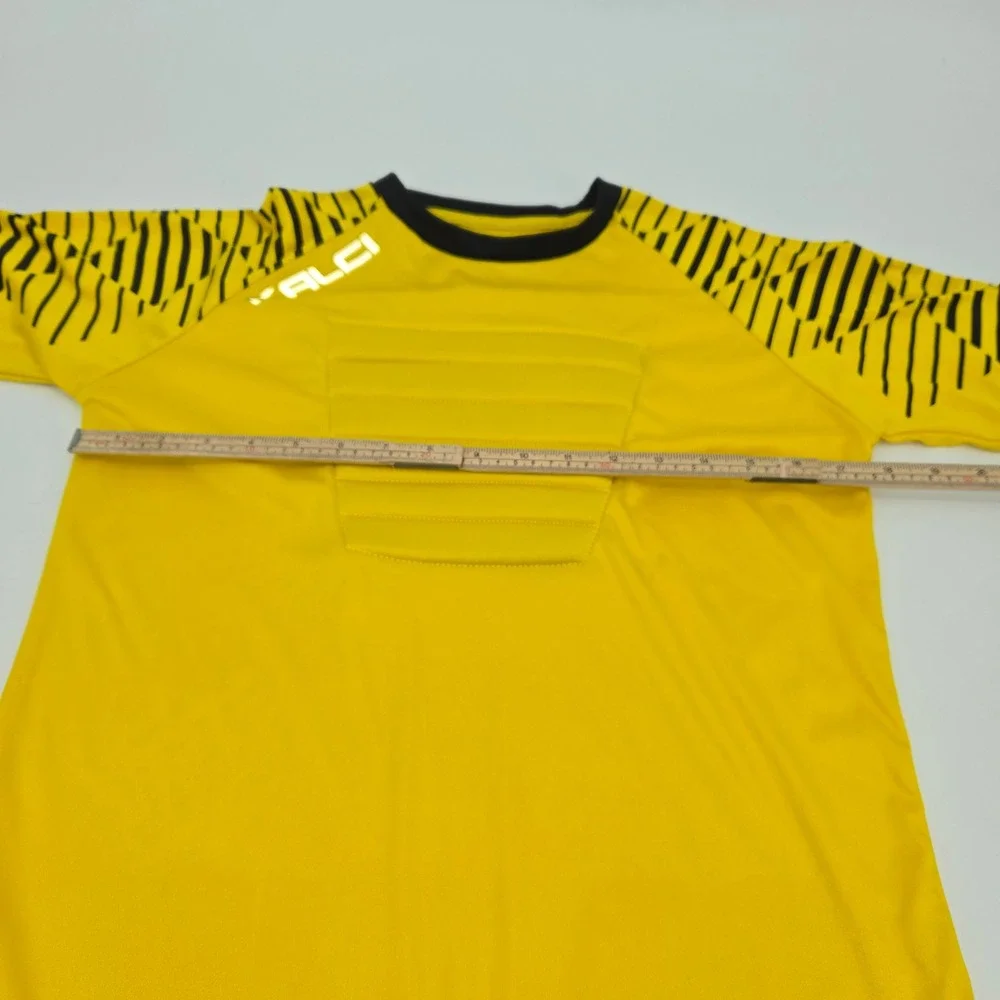 Kalci Soccer Goalkeeper Jersey Kids YXL Yellow Padded‎ Long Sleeve Shirt